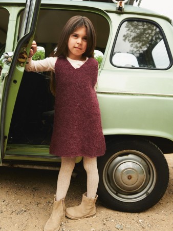2506-1 Meadow Dress junior burgunder Børstet alpakka