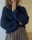 Leknit Plain yoke sweater Ballerina Chunky mohair Blue Depth thumbnail