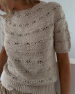 LeKnit Musling Tee LINE Mandelhvit  thumbnail