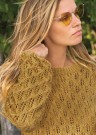 Løvgenser - genser med raglanfelling og hullmønster - strikket i Mandarin Medi thumbnail