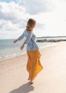 Sommerstriper - genser med striper og rundfelling - strikket i tynn line og tynn silk mohair thumbnail