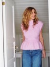 Tove Lindtein Fuzzy Peplum Top Rosa thumbnail