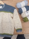 PetiteKnit Cross Sweater junior Peer Gynt Tweed, blå og grønn thumbnail