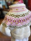 Iben bunadsjakke barn blomsterbroderi blåtoner og gull thumbnail