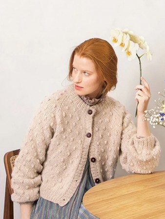 2102-7 POPCORN jakke dame Børstet alpakka og Tynn silk mohair beige