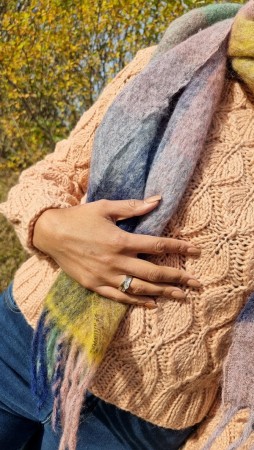 400-6 Høstløvgenser Vams Tørr rosa Fremstrikk Strikkepakke