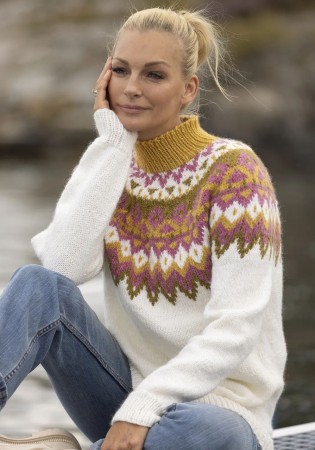 2329-1c Kraft genser Viking Wool Hvit og gul