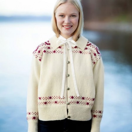 243 Damejakke Finull natur bringebær