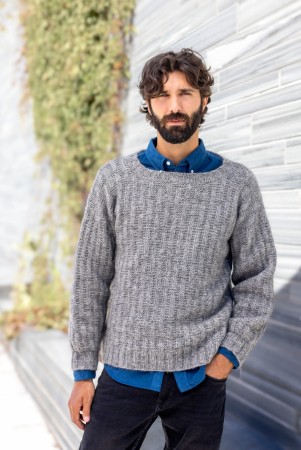 Loke genser Varde pelsullgarn lys grå