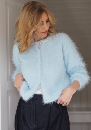Fuzzy Cardigan Basta lys blå