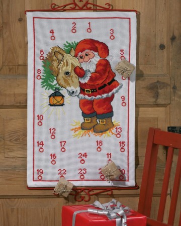 Broderipakke julekalender julenisse med hest 34-4241