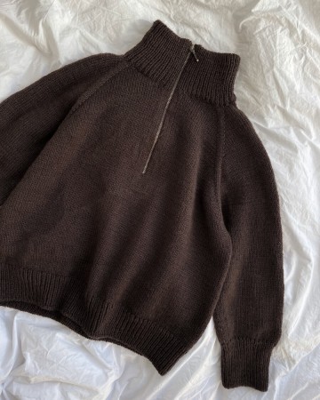 Pk185 Zipper Sweater Light Peer Gynt BRUN Strikkepakke PetiteKnit