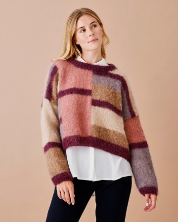 Permin Grafisk sweater med striper Bella