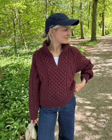 PetiteKnit Dagmar Zipper sweater Peer Gynt og Alpakka følgetråd