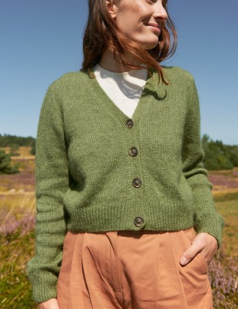 LeKnit Mouline Cardigan Sunday og Tynn Silk Mohair grønn