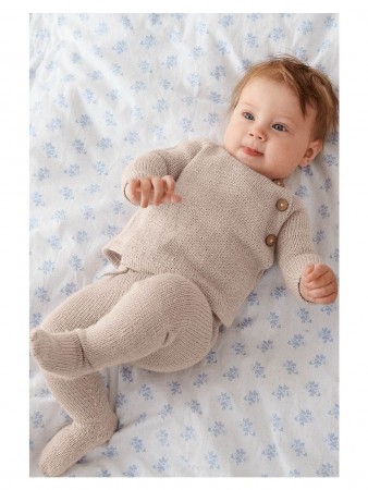 2108-19b Lille Omslagsjakke Alpakka Silke Sand Strikkepakke