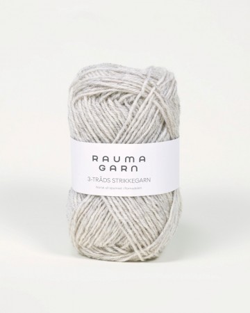3-tråds strikkegarn Lys Grå melert - 103