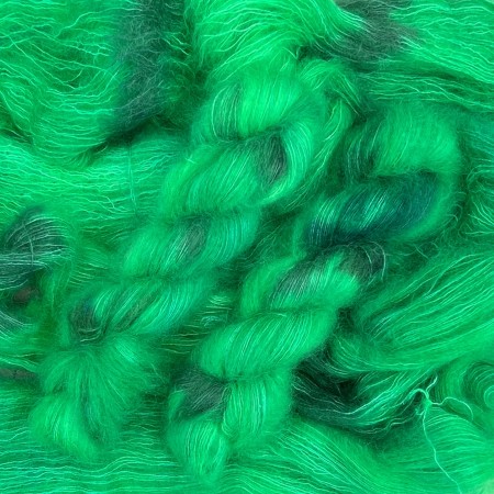Smaragd Unikt garn håndfarget Tynn Silk Mohair