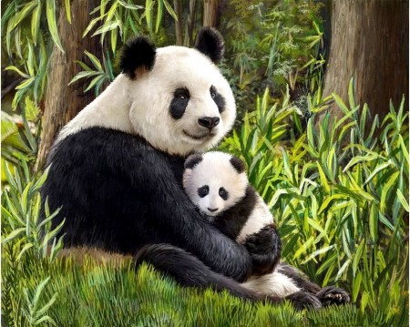 Diamond painting Panda mom DE7131