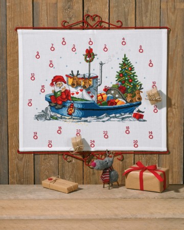 Broderipakke julekalender julenisse båt 34-0215